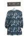 Karni Size S Slate Blue & White Cotton Long Balloon Sleeve Botanical Short Dress Slate Blue & White / S