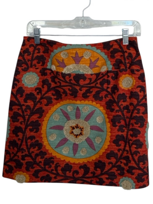 Sevier Skirts Size Est M Rust & Tan Cotton Side Zip Flower Mini Skirt Rust & Tan / Est M
