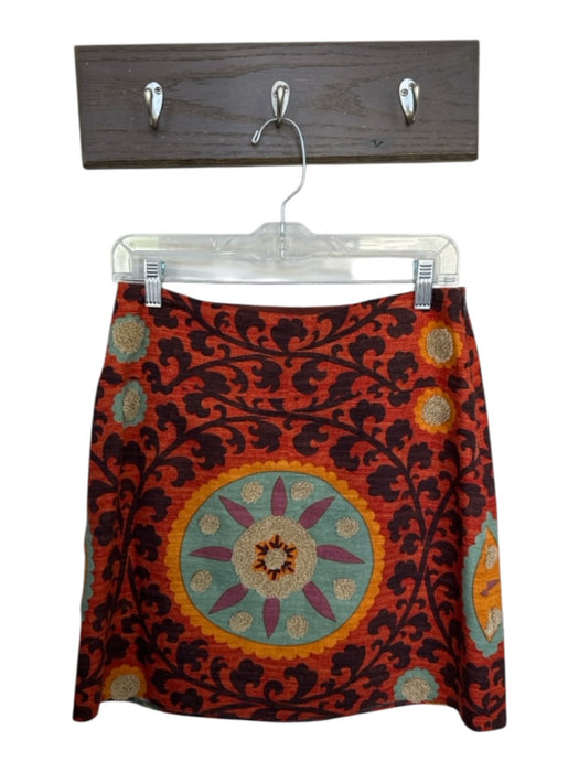 Sevier Skirts Size Est M Rust & Tan Cotton Side Zip Flower Mini Skirt Rust & Tan / Est M