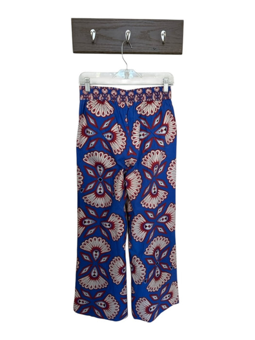 Elizabeth James the Label Size S Blue & Rust Cotton Elastic Waist Wide Leg Pants Blue & Rust / S