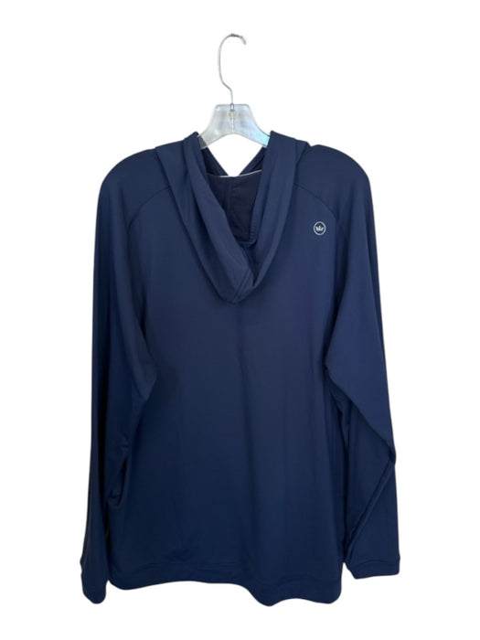 Peter Millar Navy Polyester Solid Long Sleeve Athletic Men's Hoodie Navy / XXL