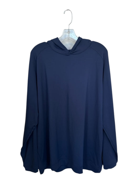 Peter Millar Navy Polyester Solid Long Sleeve Athletic Men's Hoodie Navy / XXL