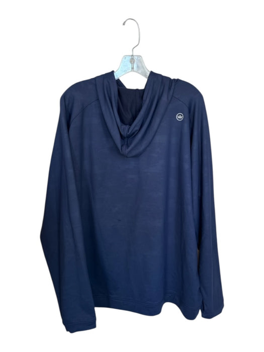 Peter Millar Navy & White Polyester Solid Long Sleeve Athletic Men's Hoodie Navy & White / XXL