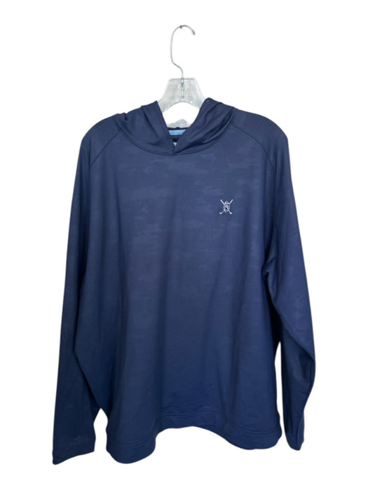 Peter Millar Navy & White Polyester Solid Long Sleeve Athletic Men's Hoodie Navy & White / XXL