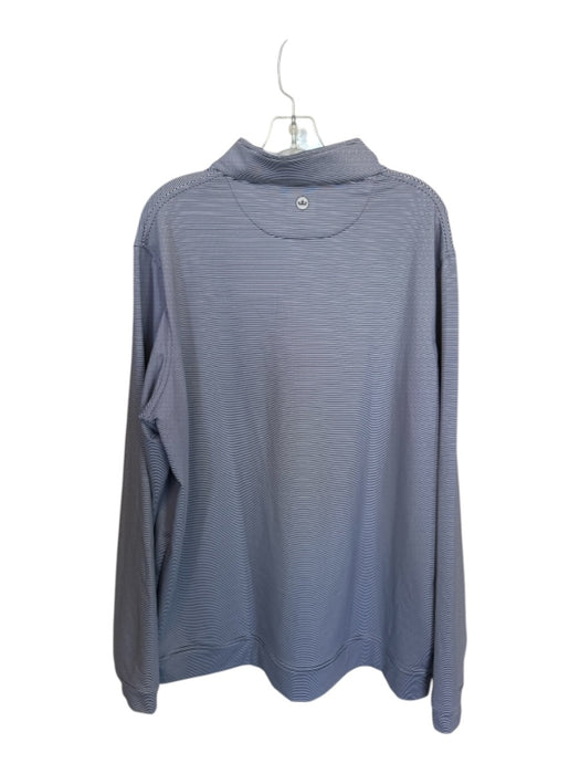 Peter Millar Gray & White Polyester Striped Half Zip Athletic Men's Pullover Gray & White / XXL