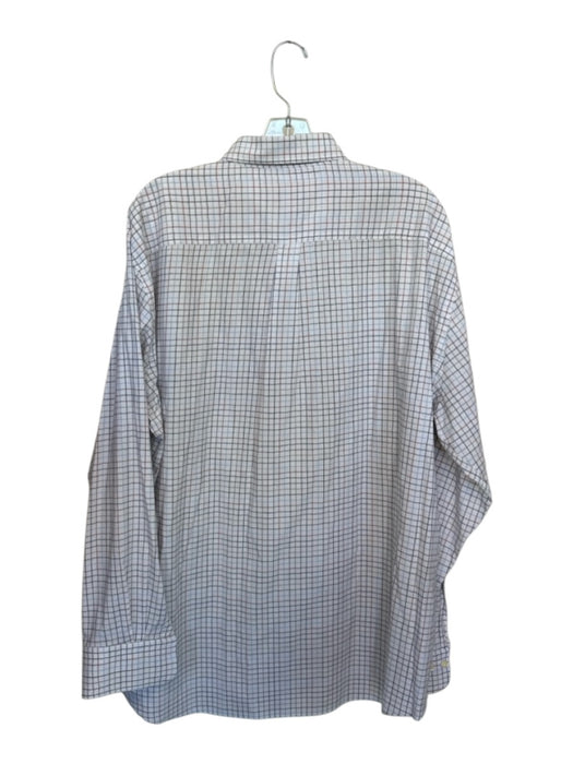 Peter Millar Size XXL White & Multi Cotton Blend Grid Button Down Men's Shirt White & Multi / XXL