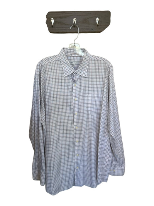 Peter Millar Size XXL White & Multi Cotton Blend Grid Button Down Men's Shirt White & Multi / XXL