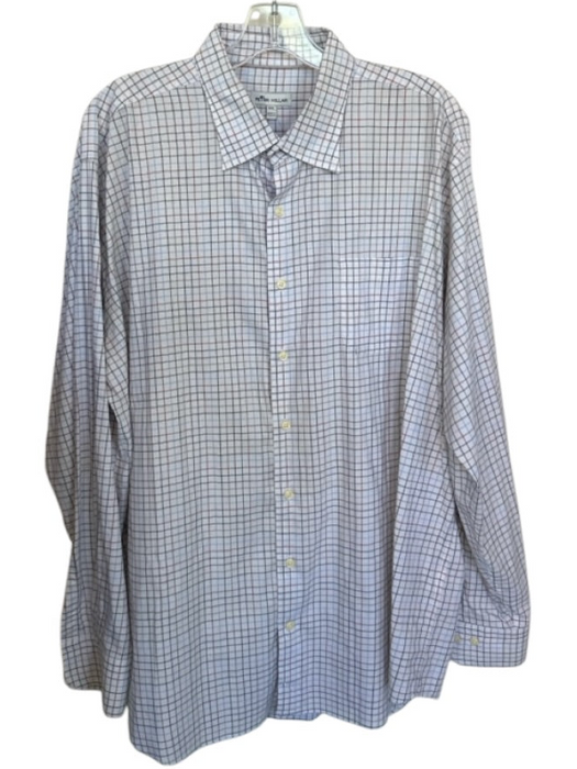Peter Millar Size XXL White & Multi Cotton Blend Grid Button Down Men's Shirt White & Multi / XXL
