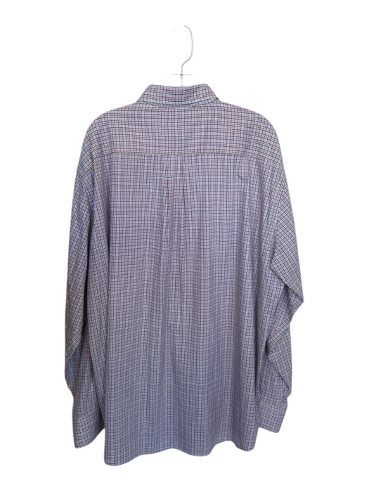 Peter Millar Size XXL Purple & Orange Cotton Blend Grid Button Down Men's Shirt Purple & Orange / XXL