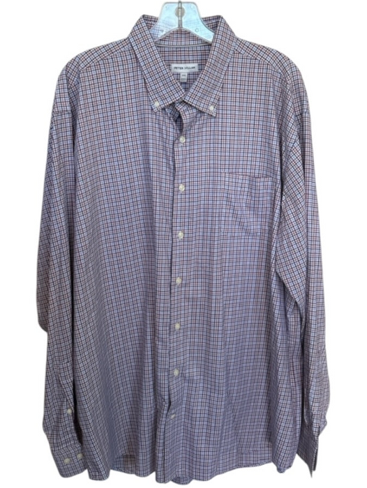 Peter Millar Size XXL Purple & Orange Cotton Blend Grid Button Down Men's Shirt Purple & Orange / XXL