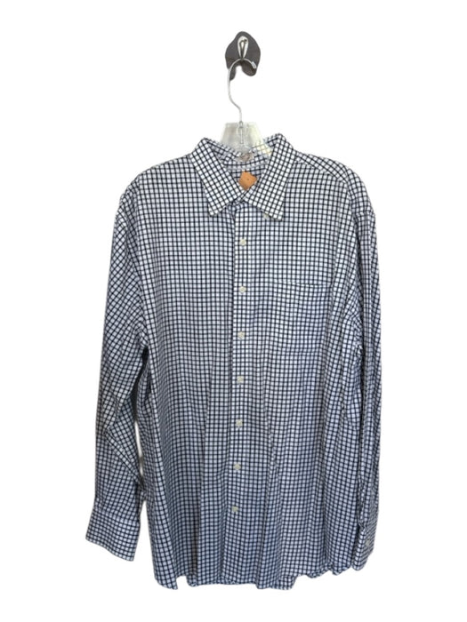 Peter Millar Size XL White & Black Cotton Grid Button Down Men's Shirt White & Black / XL