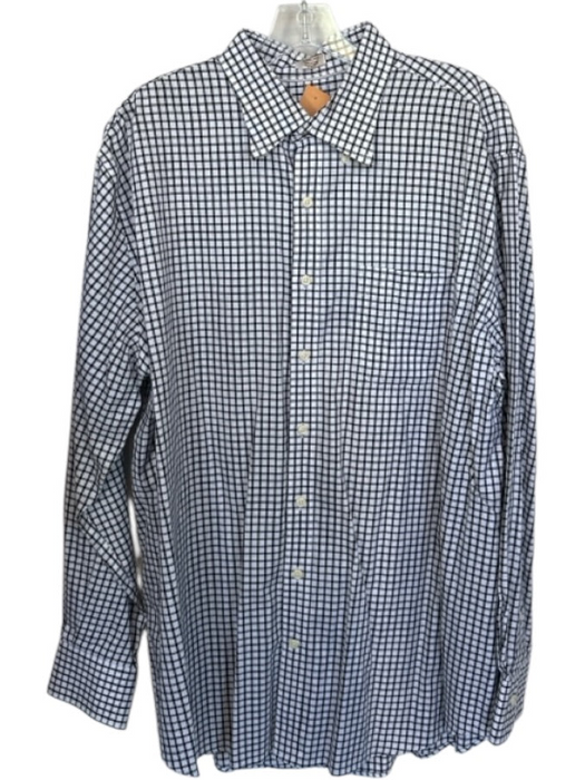 Peter Millar Size XL White & Black Cotton Grid Button Down Men's Shirt White & Black / XL