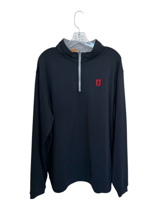Peter Millar Black & Red Polyester UGA Half Zip Athletic Men's Pullover Black & Red / XXL