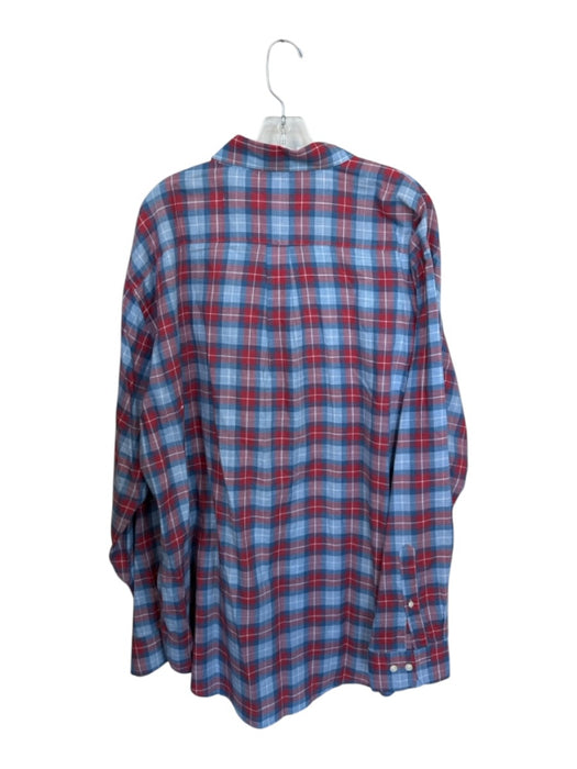 Peter Millar Size XXL Blue & Red Cotton Plaid Button Down Men's Shirt Blue & Red / XXL