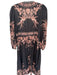 Zimmermann Size 6 Black & Mauve Cotton Long Balloon Sleeve Botanical Wrap Dress Black & Mauve / 6