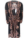 Zimmermann Size 6 Black & Mauve Cotton Long Balloon Sleeve Botanical Wrap Dress Black & Mauve / 6