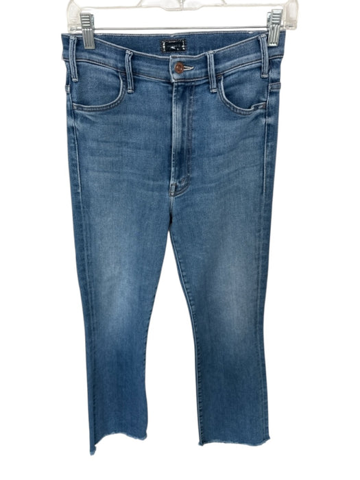 Mother Size 27 Med Light Wash Cotton Blend High Waist Bootcut Raw Hem Jeans Med Light Wash / 27