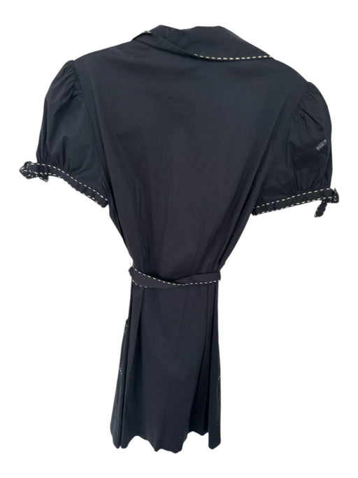 BCBGMAXAZRIA Size S Black & Tan Cotton Blend Short Sleeve Stitching Detail Dress Black & Tan / S