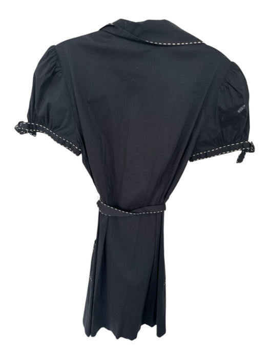 BCBGMAXAZRIA Size S Black & Tan Cotton Blend Short Sleeve Stitching Detail Dress Black & Tan / S