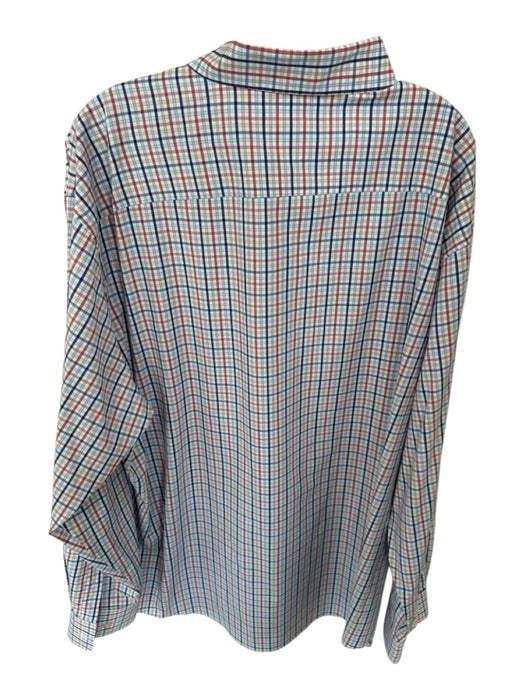 Peter Millar Size XXL Navy & Mauve Polyester Blend Grid Button Down Men's Shirt Navy & Mauve / XXL