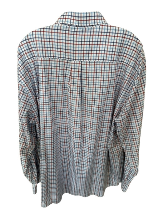 Peter Millar Size XXL Navy & Mauve Cotton Blend Grid Button Down Men's Shirt Navy & Mauve / XXL