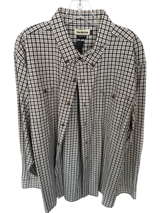Tom Beckbe Size XXL Brown & White Cotton Grid Button Down Men's Shirt Brown & White / XXL