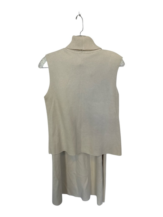 Zara Size S Cream High Waist A Line Turtleneck Sleeveless Skirt Set Cream / S