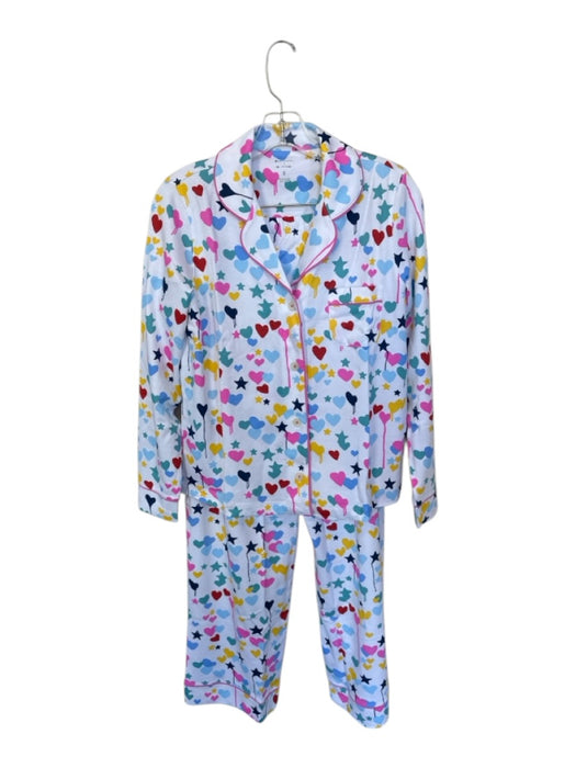 Roller Rabbit Size S White & Multi Pima Cotton Long Sleeve Hearts Pants Pajamas White & Multi / S