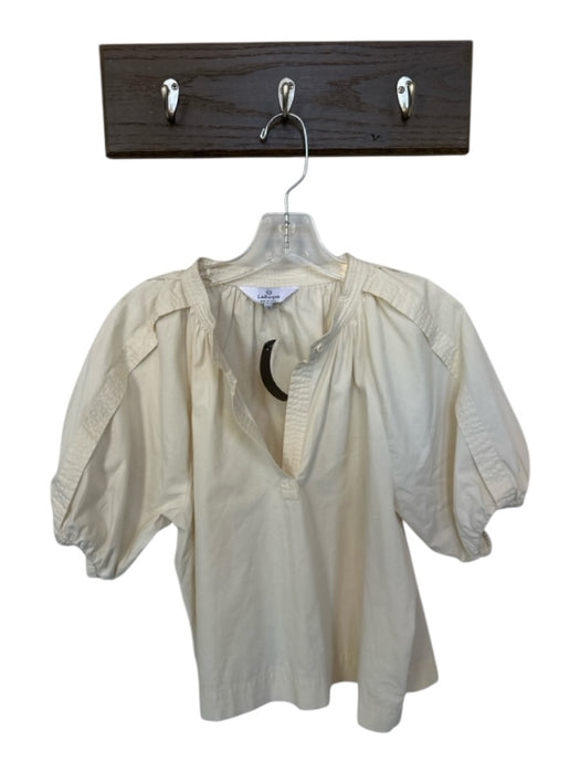 LaRoque Size S Cream Cotton 3/4 Balloon Sleeve Split Neck Top Cream / S