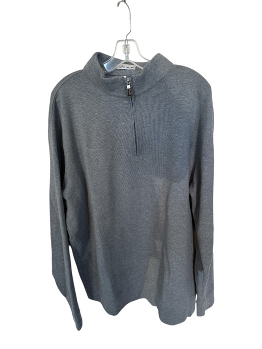 Peter Millar Gray Rayon Blend Heathered Half Zip Long Sleeve Men's Pullover Gray / XXL