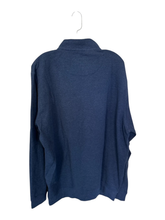 Peter Millar Navy Cotton & Modal Blend Solid Half Zip Long Sleeve Men's Pullover Navy / XXL