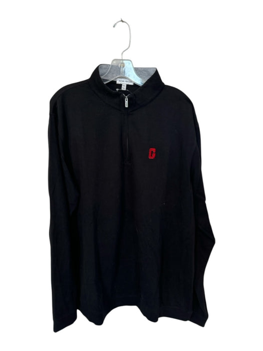 Peter Millar Black & Red Cotton & Modal Blend UGA Half Zip Men's Pullover Black & Red / XXL