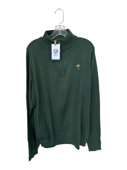 NWT Green & Yellow Cotton Blend Knit Half Zip Golf Men's Pullover Green & Yellow / XXL