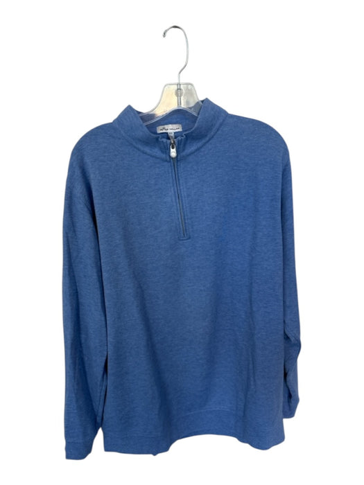 Peter Millar Light blue Polyester Blend Solid Half Zip Golf Men's Pullover Light blue / XXL