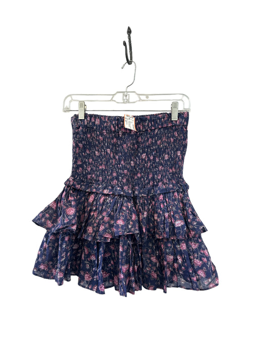 Isabel Marant Size 38 Navy & Purple Cotton Rouched Flowers Mini Skirt Navy & Purple / 38