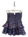 Isabel Marant Size 38 Navy & Purple Cotton Rouched Flowers Mini Skirt Navy & Purple / 38