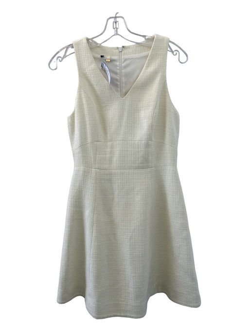 4C Size 4 Cream Cotton Textured Sleeveless Back Zip Dress Cream / 4