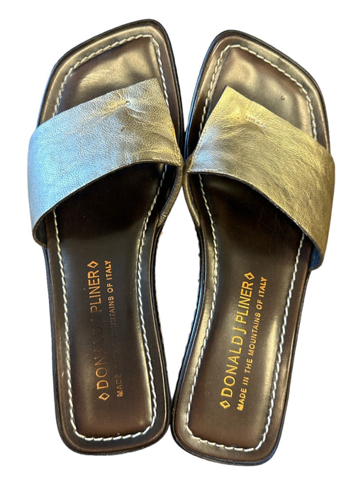 Donald J Pliner Shoe Size 6 Brown & Gold Leather Platform Metallic Sandals Brown & Gold / 6