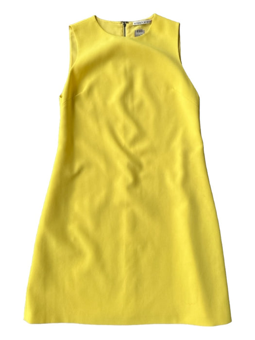 Alice & Olivia Size 4 Bright Yellow Polyester Sleeveless Back Zip Shift Dress Bright Yellow / 4