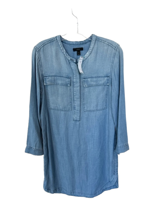 J. Crew Size S Med Dark Wash Tencel Long Sleeve Button Down Chambray Dress Med Dark Wash / S