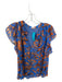 A.L.C. Size 4 Blue & Orange Silk Flutter Sleeves Top Blue & Orange / 4