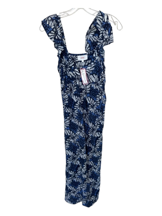 XiRENA Size S Blue & Black Cotton Abstract Ruffle Detail Maxi Dress Blue & Black / S