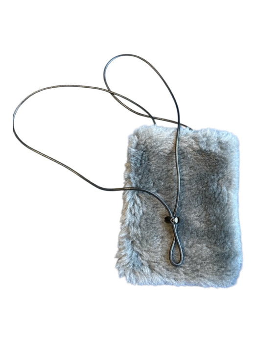 Natures Collection Gray & Black Sheepskin Leather Strap Crossbody Bag Gray & Black / XS