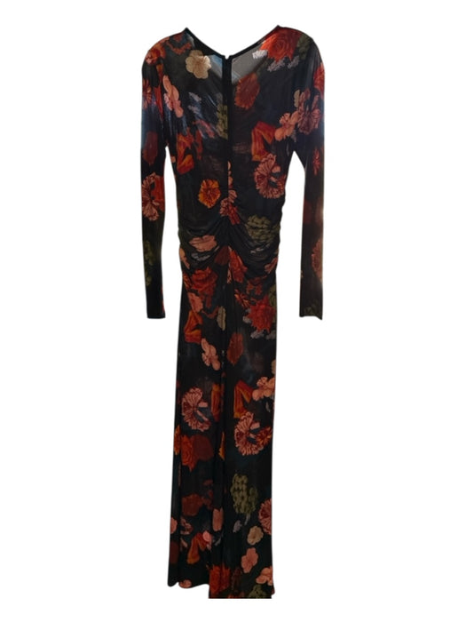 Cara Cara Size S Black & Red Viscose Long Sleeve Botanical Gathered Front Dress Black & Red / S