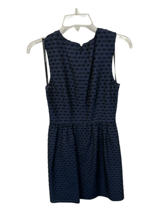 Shoshanna Size 4 Navy & Black Acetate Sleeveless Fringe Metallic Dress Navy & Black / 4