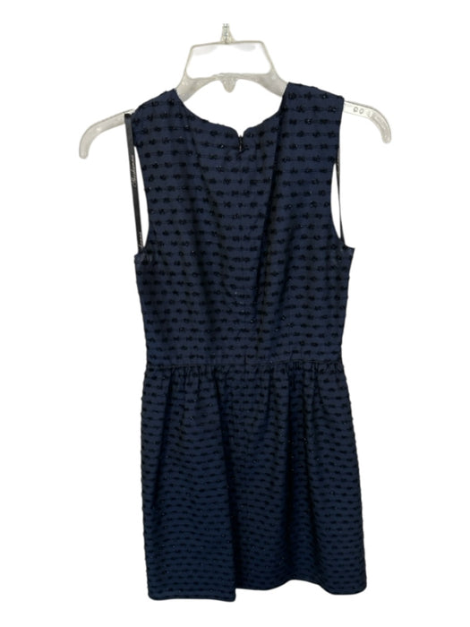 Shoshanna Size 4 Navy & Black Acetate Sleeveless Fringe Metallic Dress Navy & Black / 4