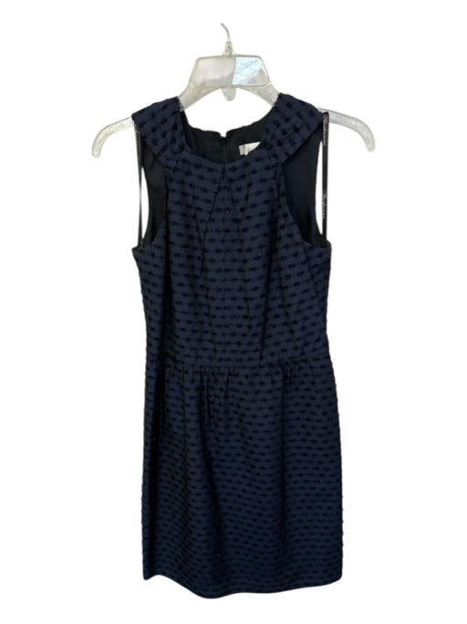 Shoshanna Size 4 Navy & Black Acetate Sleeveless Fringe Metallic Dress Navy & Black / 4