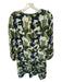 Rungolee Size XS Green & Navy Long Sleeve Camo Drawstring Waist Lace Trim Dress Green & Navy / XS