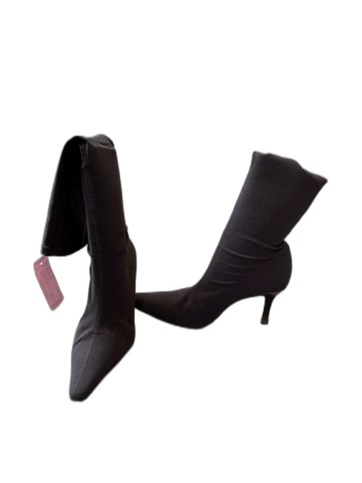 Martinez Valero Shoe Size 7 Dark Brown Canvas Heel Pointed Toe Sock Boot Booties Dark Brown / 7