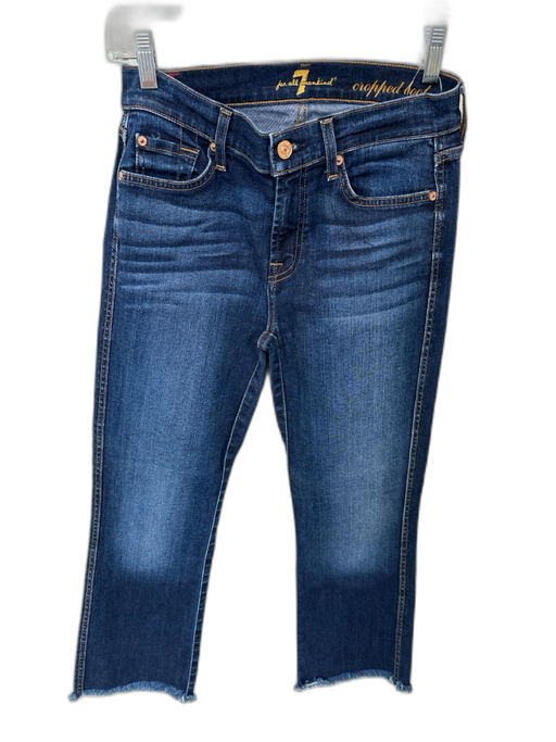 7 For All Mankind Size 27 Dark Wash Cotton Blend Mid Rise Bootcut Cropped Jeans Dark Wash / 27